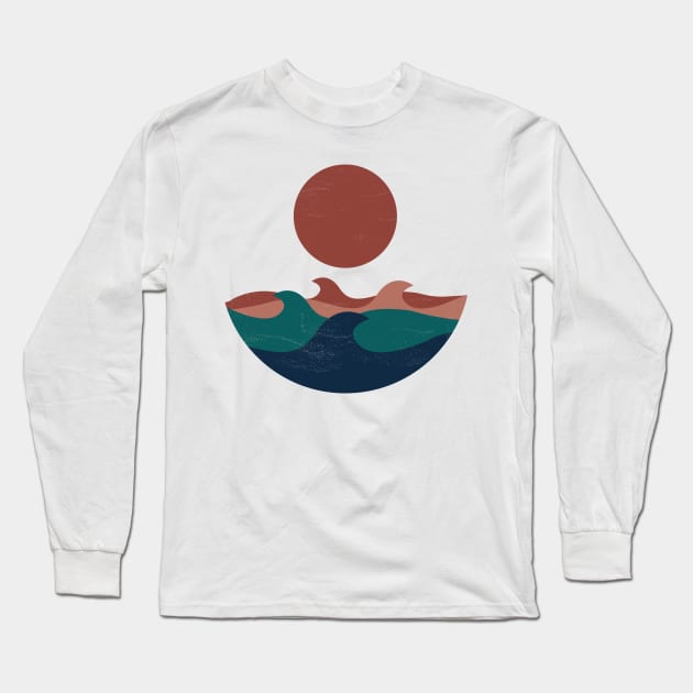 Boho Style Waves and sun Design Hipster pallet Long Sleeve T-Shirt by JDP Designs